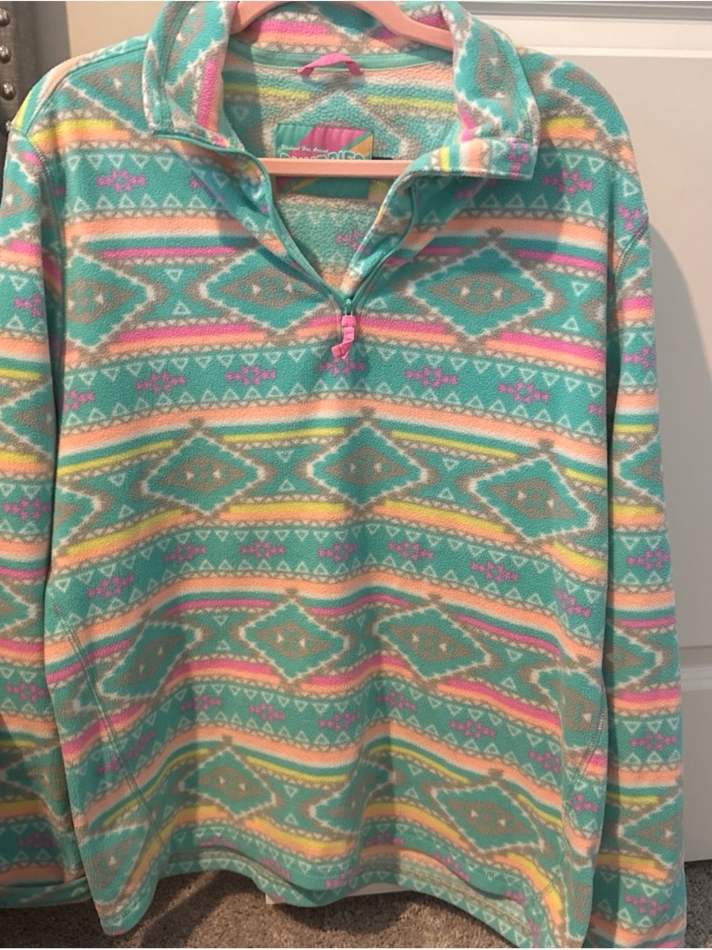 chubbies Turquoise Aztec-Pattern Quarter-Zip Pullover